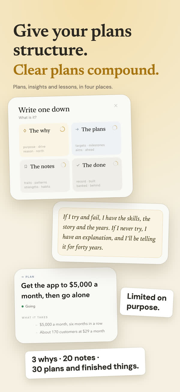 Describe a plan in your own words. The AI writes it, the app does the maths.